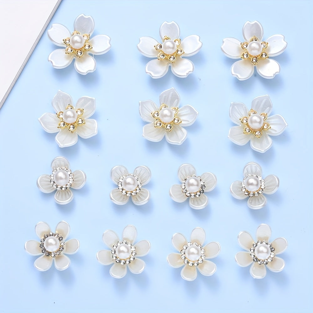 20PCS 19–27mm White Flower Acrylic Embellishment Set