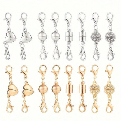 16-Piece Gold & Silver Magnetic Jewelry Clasps