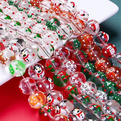 15PCS 12mm Christmas Lampwork-Style Glass Bead Set