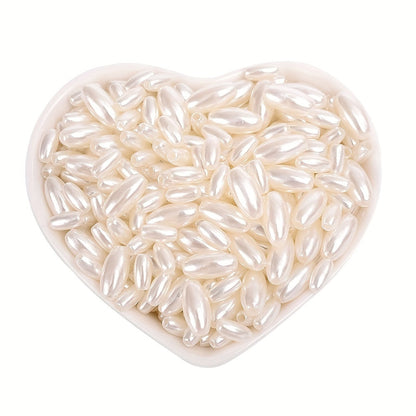 Beige Oval Acrylic Rice Beads