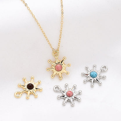 20PCS Eight-Pointed Star Charms with Half-Round Stone Beads