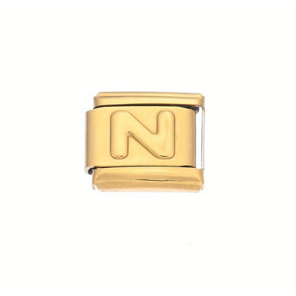 Golden Alphabet Alloy Bracelet Module