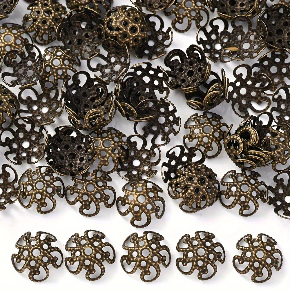 100PCS 8mm Flower Circle Metal-Plated Bead Cap Set