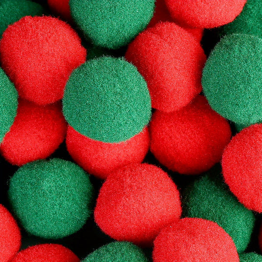 30-Piece Random Mixed 2.5 cm Christmas Plush Pom-Pom Balls