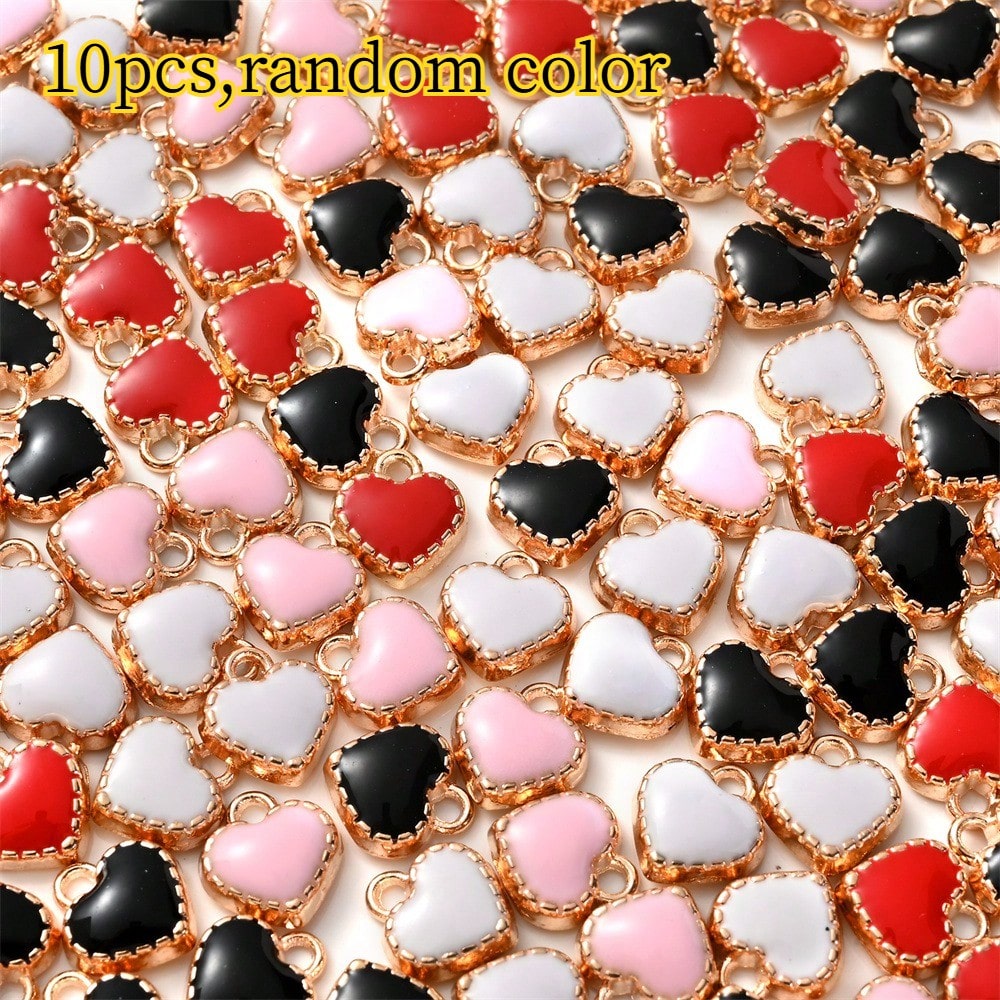 Mini Heart Enamel Alloy Pendants