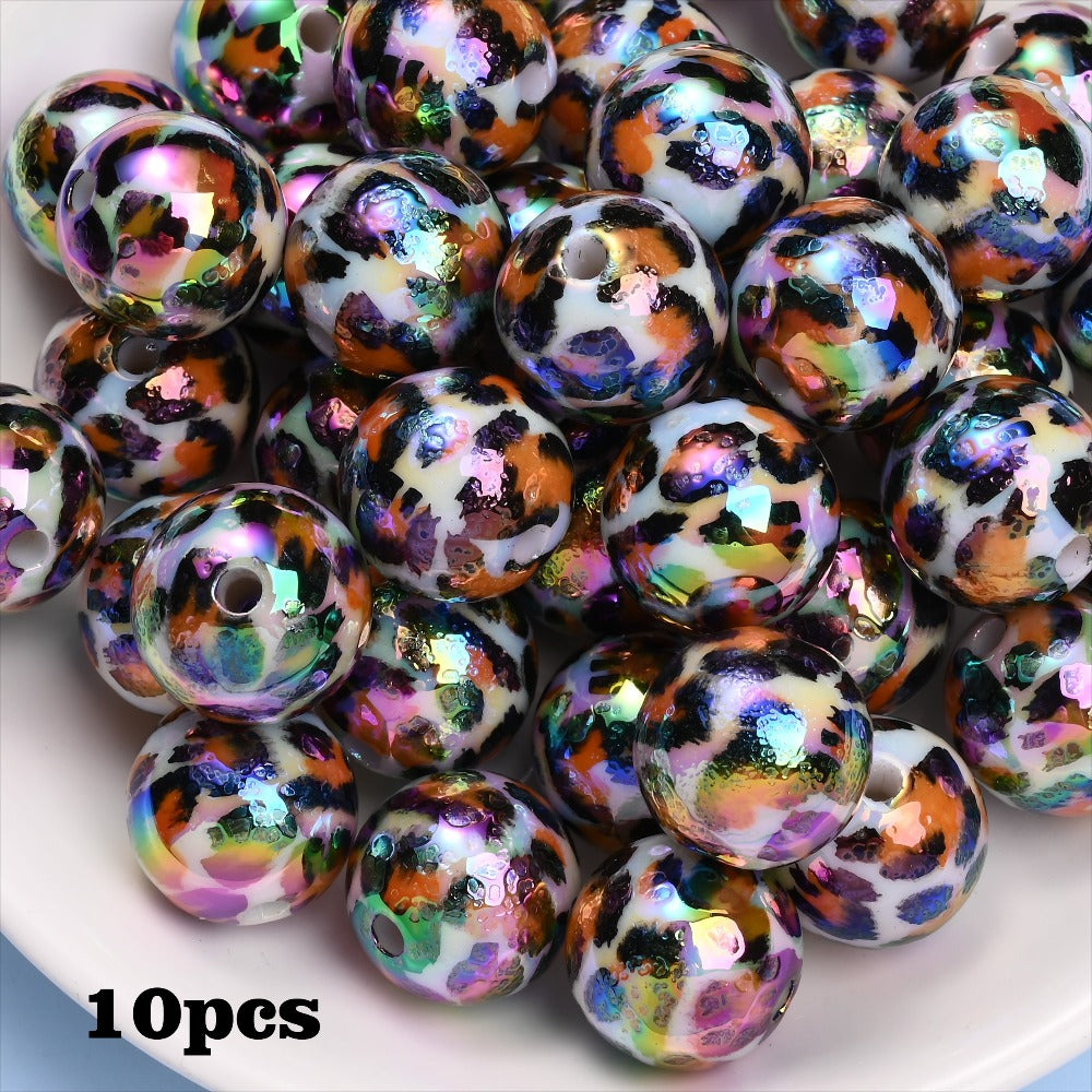 Shiny Leopard Print Acrylic Beads