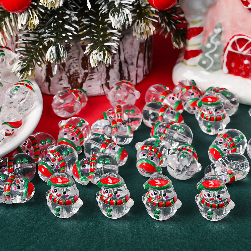 Clear Acrylic Christmas Snowman Beads