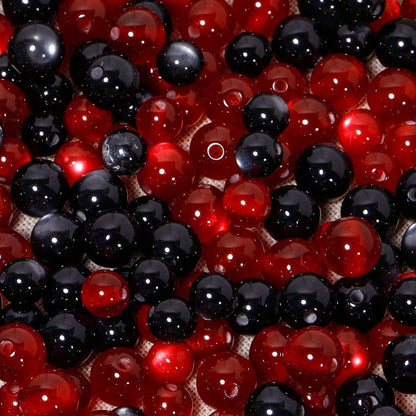 8/10 mm Red and Black Cat's Eye Resin Beads