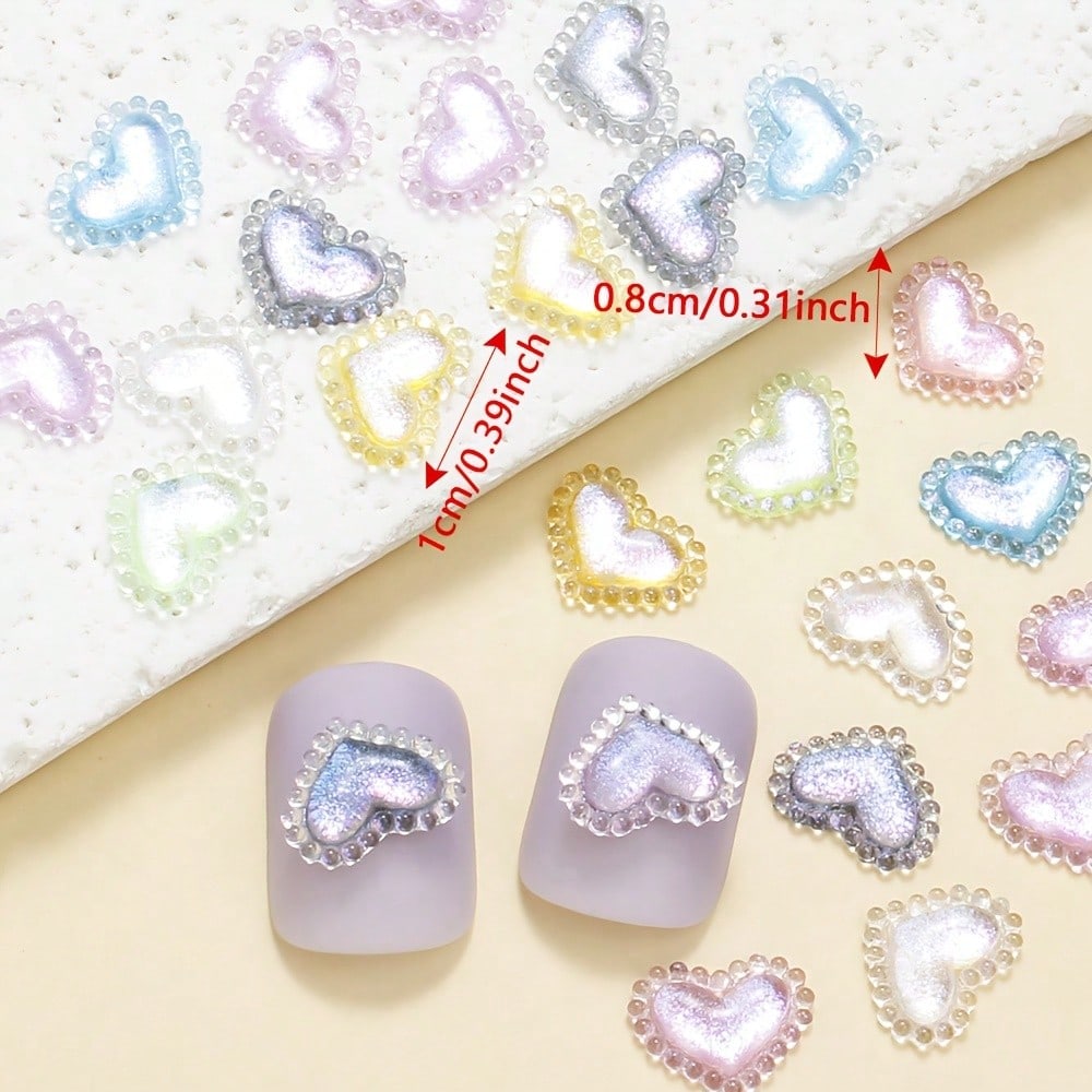 Glitter Lace Heart Resin Patches