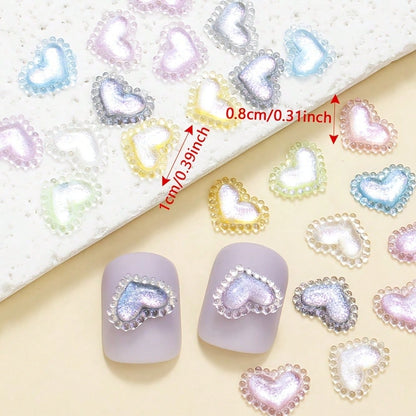 Glitter Lace Heart Resin Patches