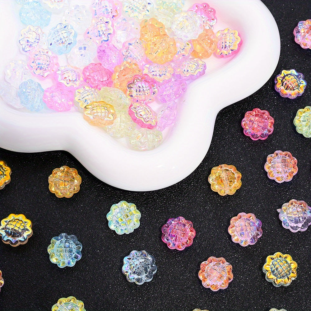 20PCS 15mm Transparent AB Sunflower Glass Jelly Spacer Beads