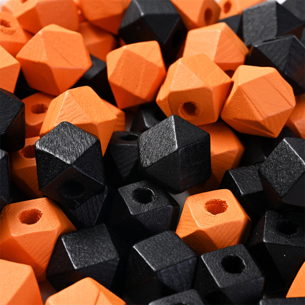 100pcs 10/12mm Wooden Hexagon Beads + 1 Roll Jute Rope