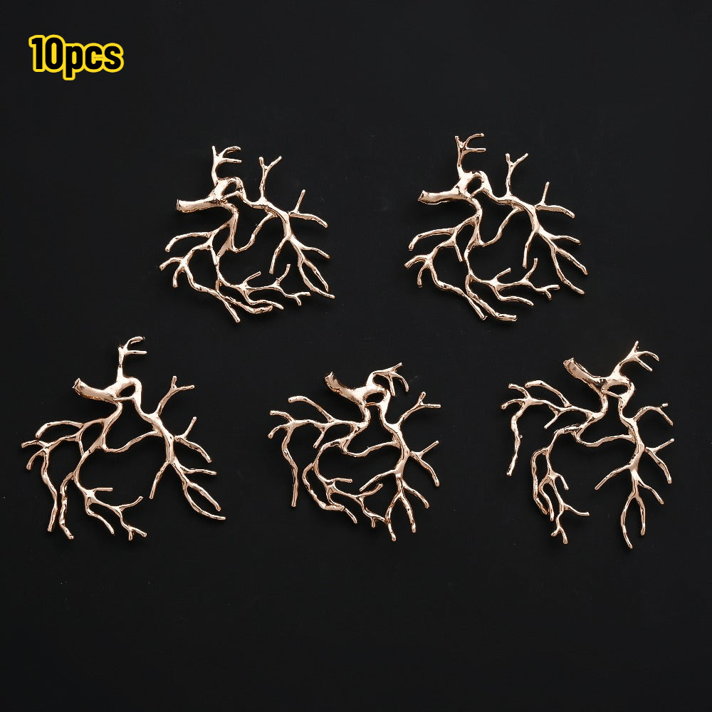10PCS Gold & Silver Tree Branch Bead Cap Pendant Set