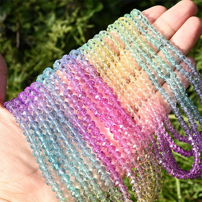 4/mm 1 String Rainbow Color Gradient Glass Faceted Beads