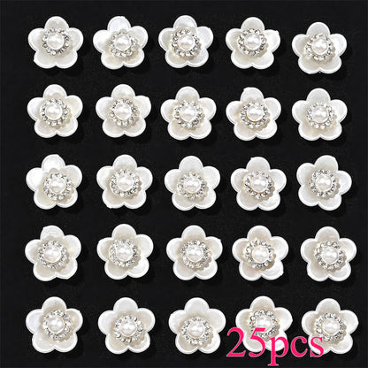 25-Piece Sparkling Rhinestone Flower Flatback Beads