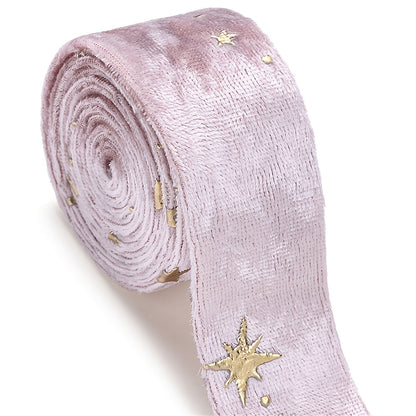 1m 25mm Gold Star Velvet Double-Sided Ribbon