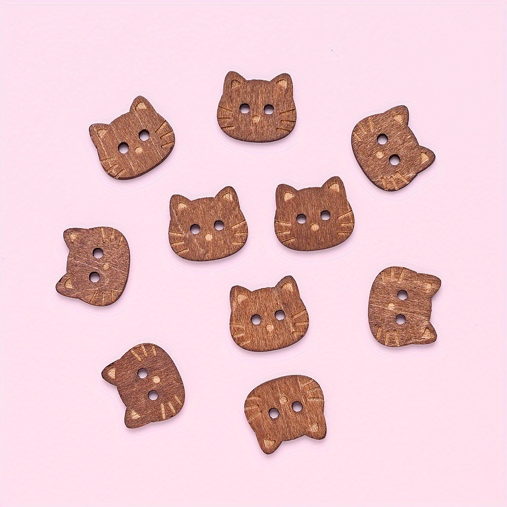 Kitten Wooden Buttons