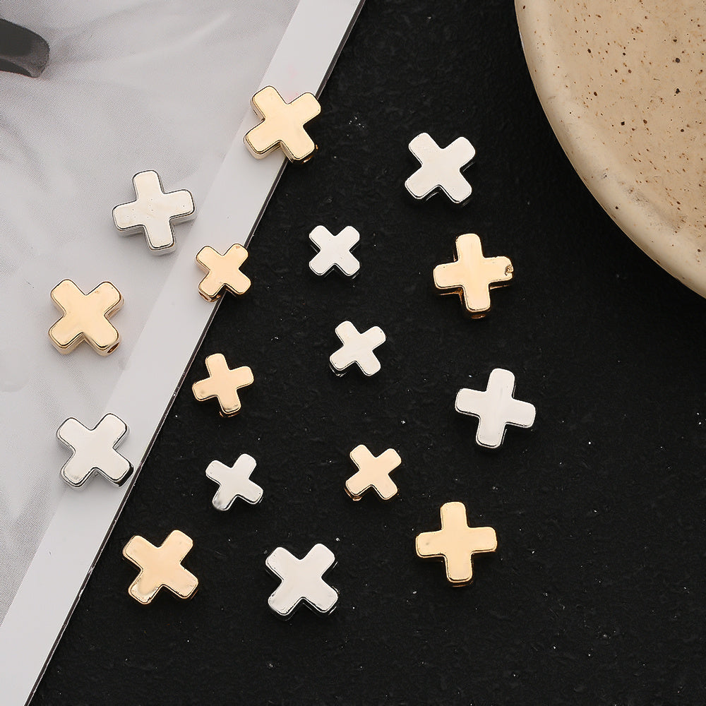 Gold & Silver CCB Cross Spacer Beads