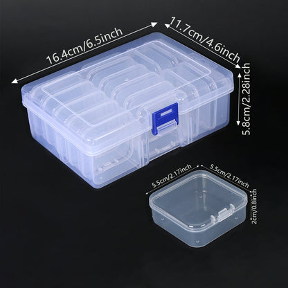 14-Piece Transparent Plastic Jewelry Storage Box Set