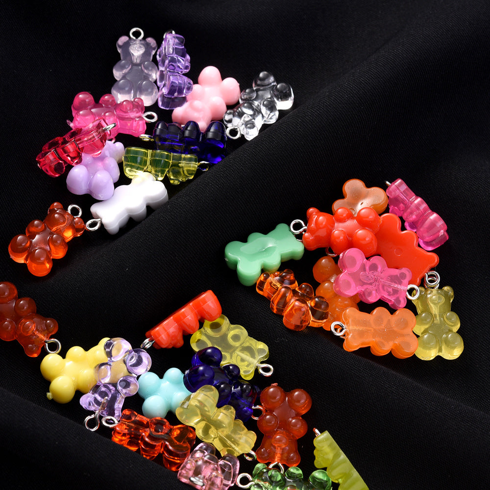 10-Piece 10x20 mm Vibrant Resin Bear Charms
