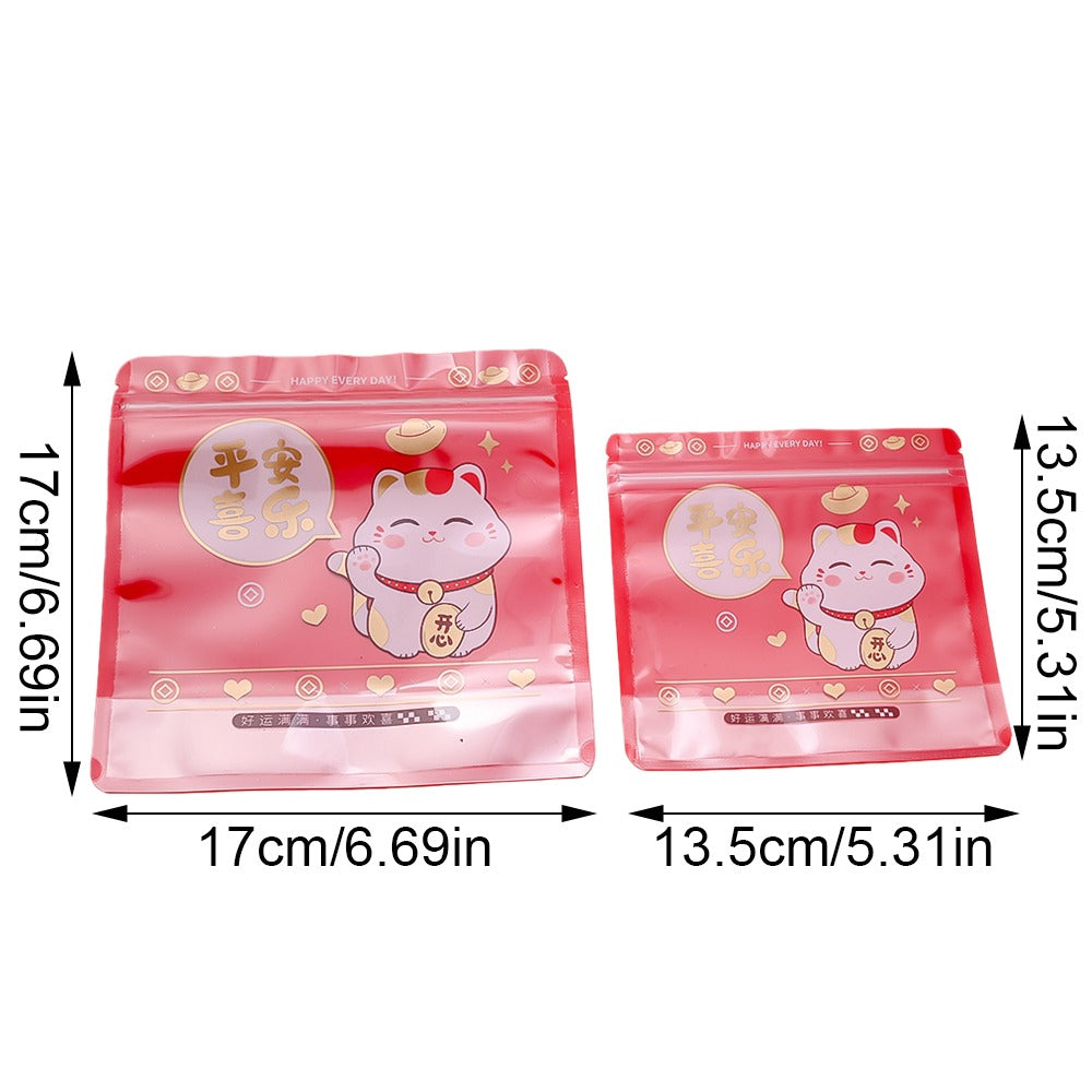 10-Piece Happy Lucky Cat Plastic Gift Bags