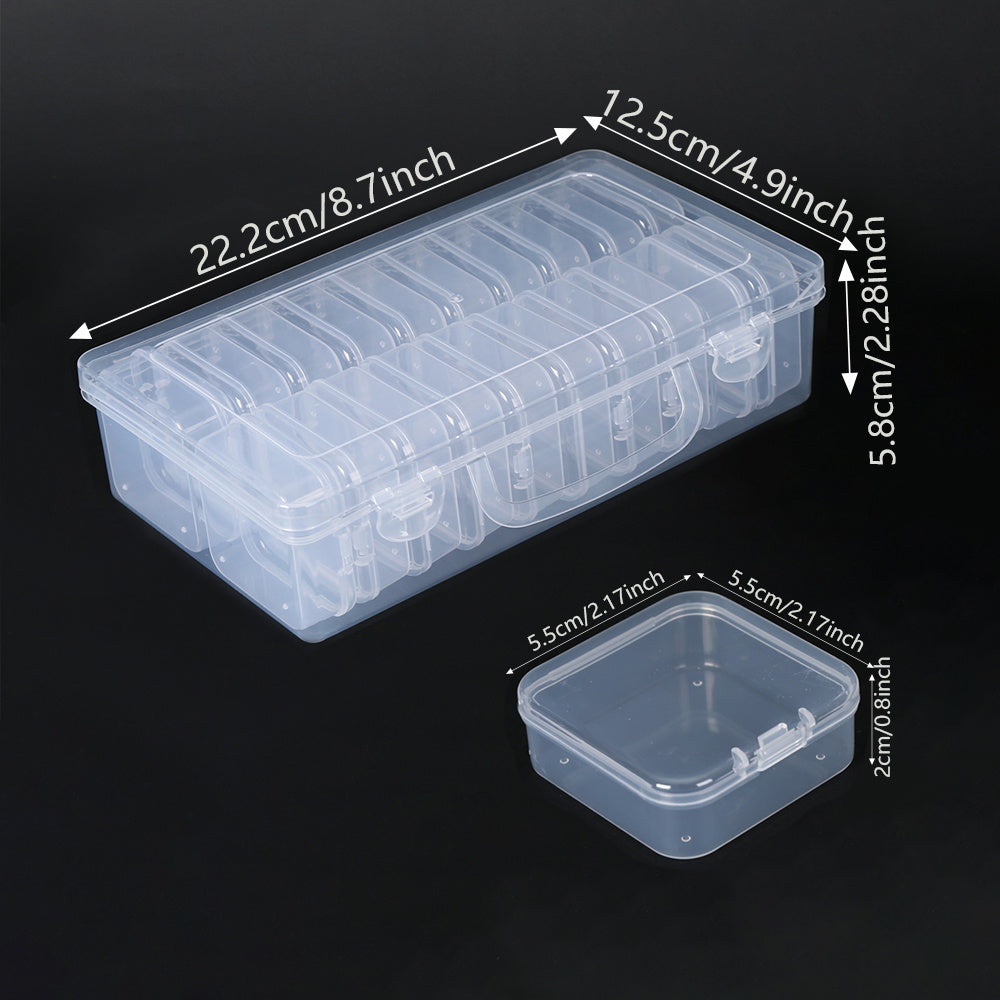 14-Piece Transparent Plastic Jewelry Storage Box Set