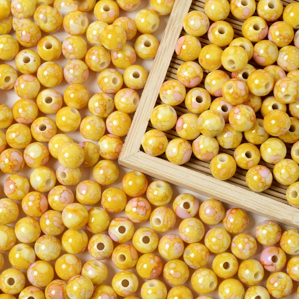 8 mm Mixed Color Cracked Acrylic Beads