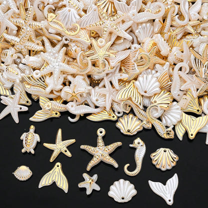Boho Acrylic Ocean Golden Edge Starfish Turtle Charms