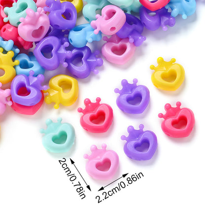 Mixed Color Crown Love Silicone Beads