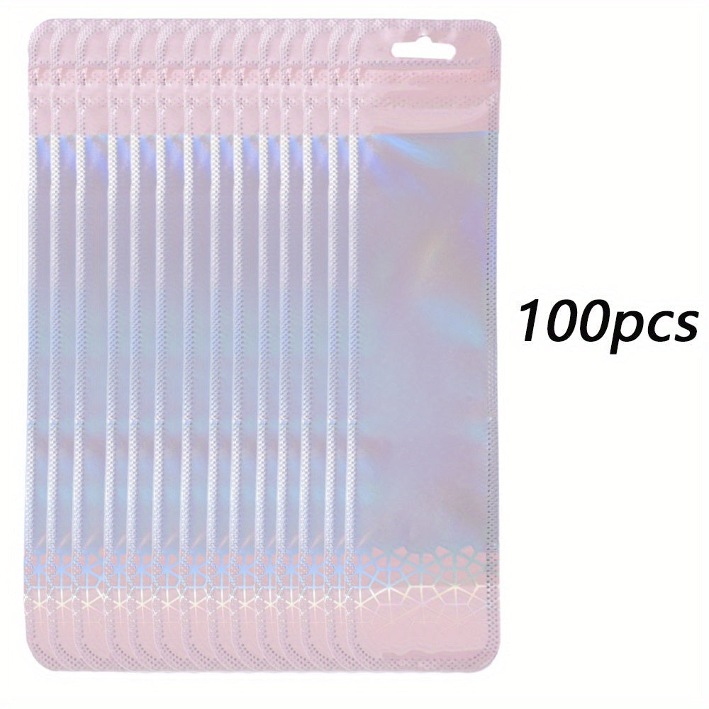50/100-Piece Holographic Laser Resealable Packaging Bags