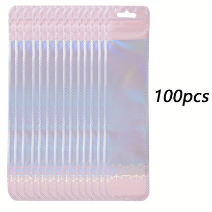 50/100-Piece Holographic Laser Resealable Packaging Bags