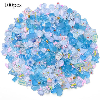 96pcs Rainbow Theme Acrylic Flatback Beads
