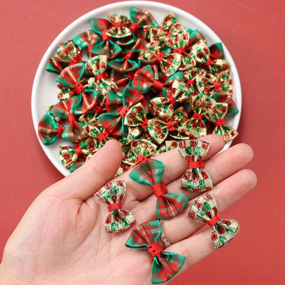 Christmas Gold Threaded Ripple Bow Embellishments