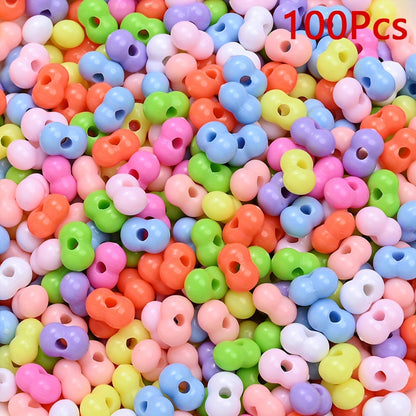 100/200PCS Multicolor Acrylic Peanut Bead Set