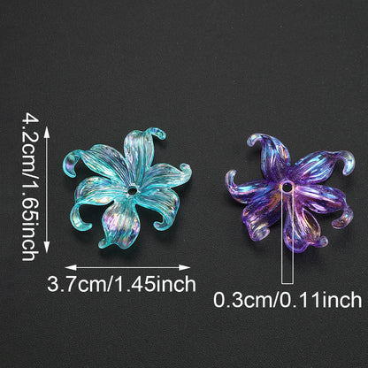 60pcs/box 37x42mm Fleur-de-lis AB Sparkling Flower Beads