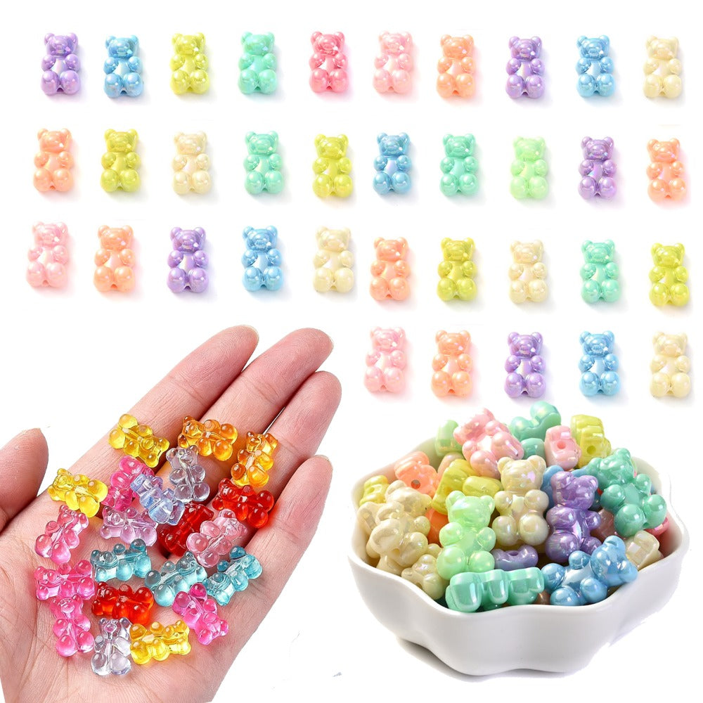 500-Piece 18x11 mm Transparent Gummy Bear Acrylic Beads