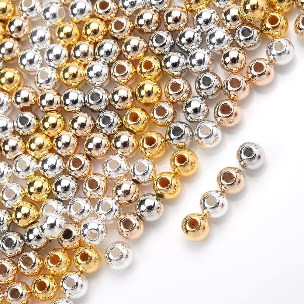 300pcs 3mm Golden Silvery Acrylic Round Spacer Beads
