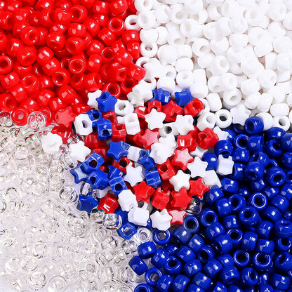 10 mm Red, White and Blue Resin Star Beads
