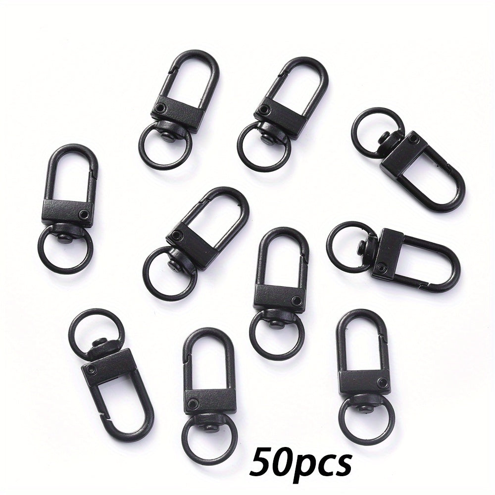 50-Piece Black Metal Swivel Lobster Clasp Set