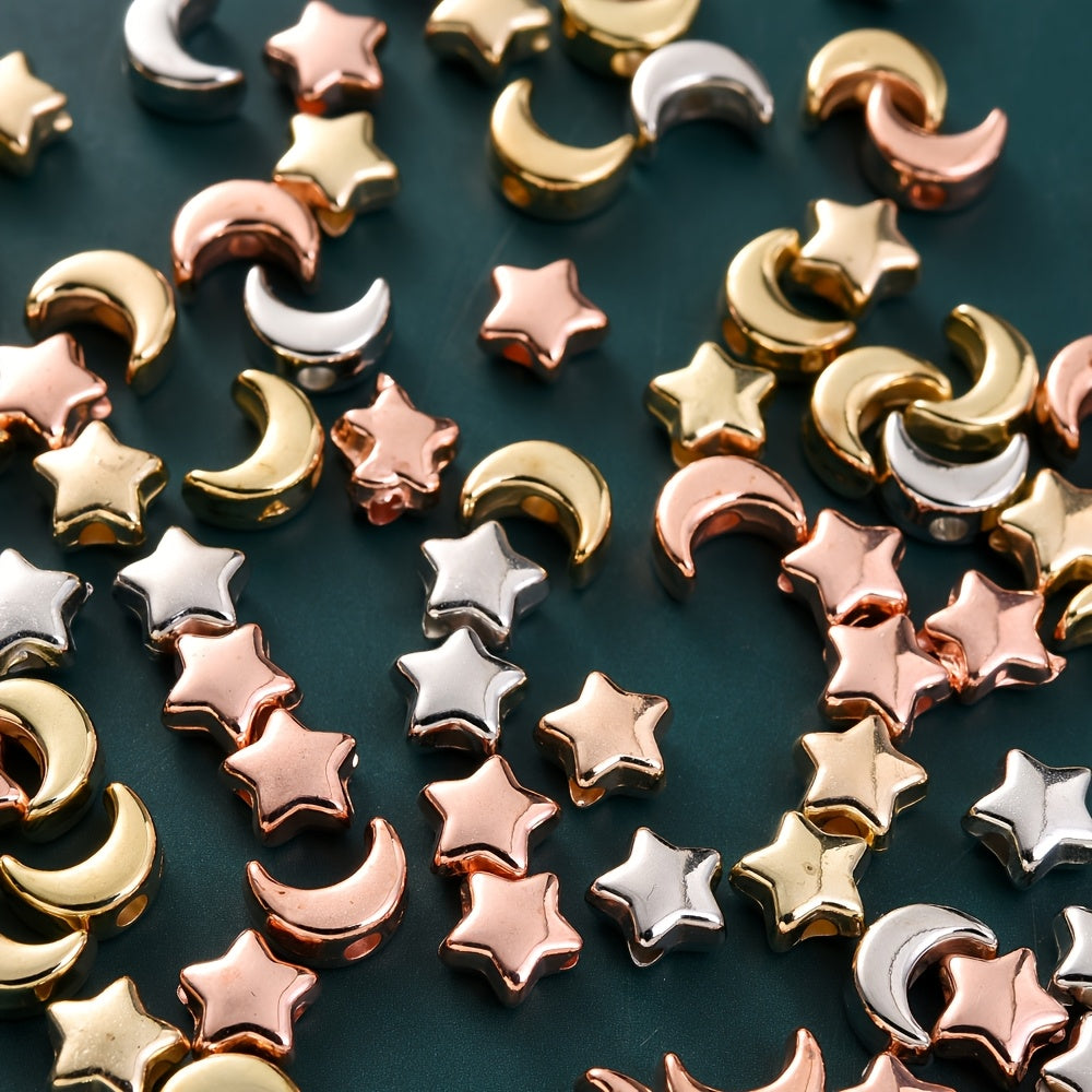 100-Piece 5-7 mm Mixed Star, Moon & Heart Spacer Beads