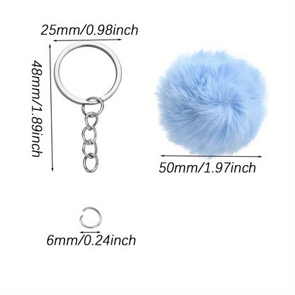 80-Piece Faux Fur Pom Pom Keychain Making Kit