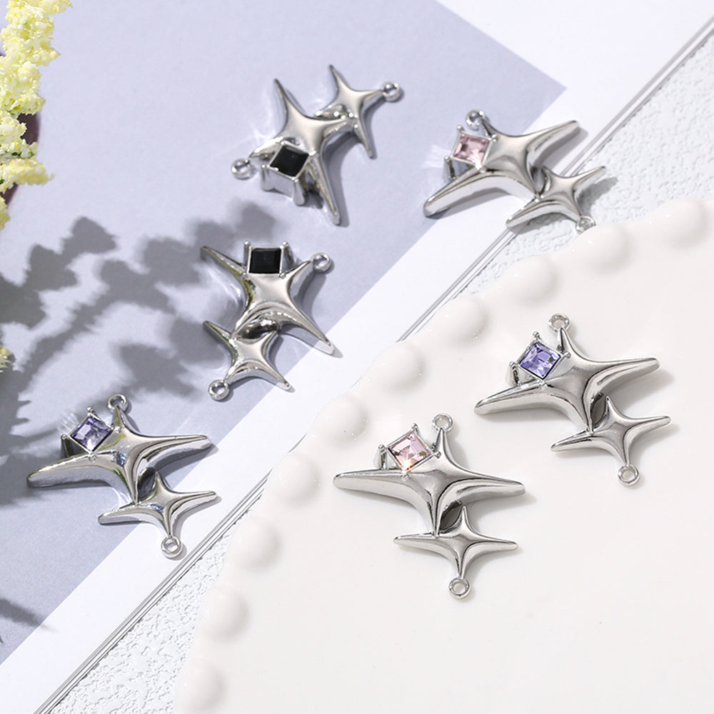 27x29 mm Alloy Double Star Pendants