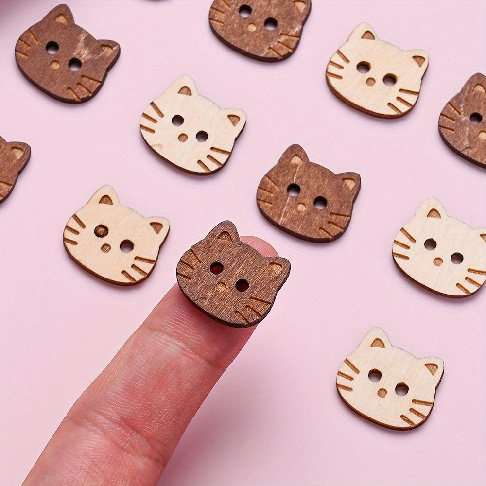 Kitten Wooden Buttons