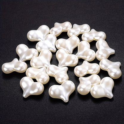 20PCS White Heart-Shaped Imitation Pearl Bead Set