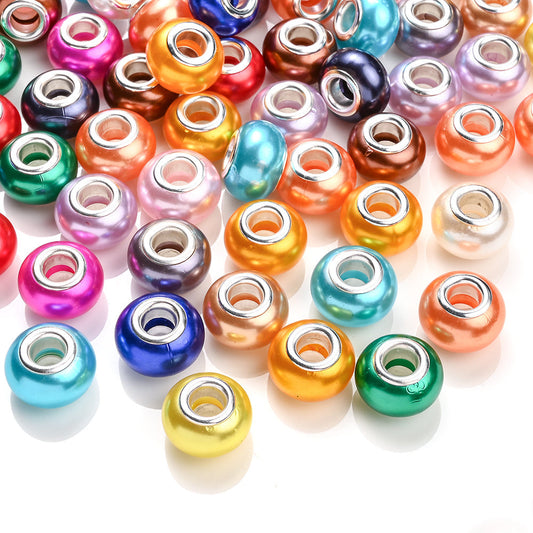 Mixed Color Imitation Pearl Acrylic Large Hole Beads
