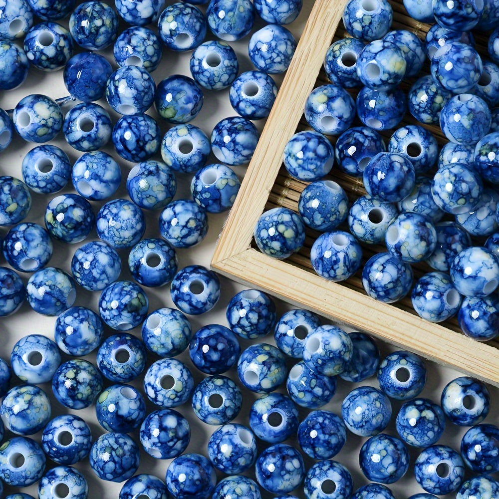 8 mm Mixed Color Cracked Acrylic Beads