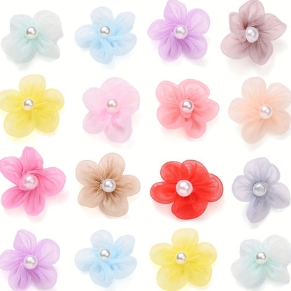 10PCS 23mm Fabric Five-Petal Flower Embellishment Set