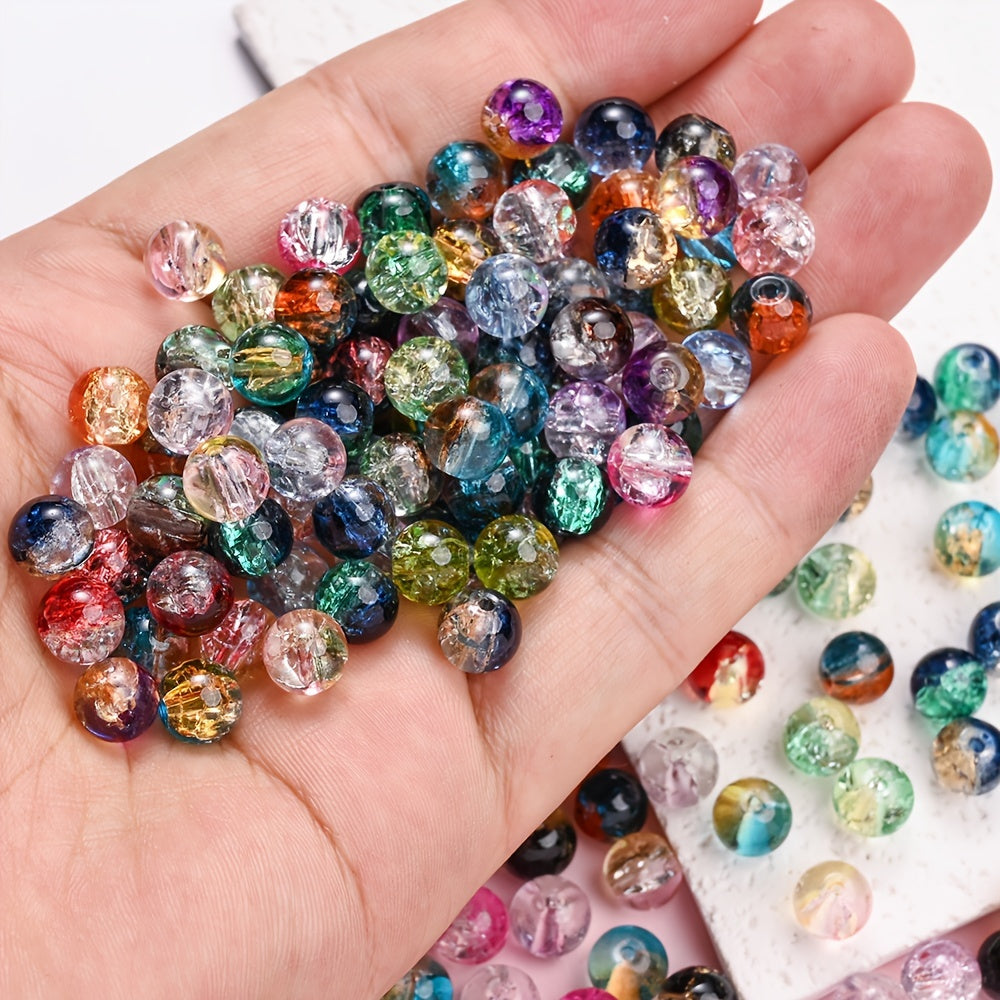 100PCS 8mm Gradient Glazed Flower Bead Set