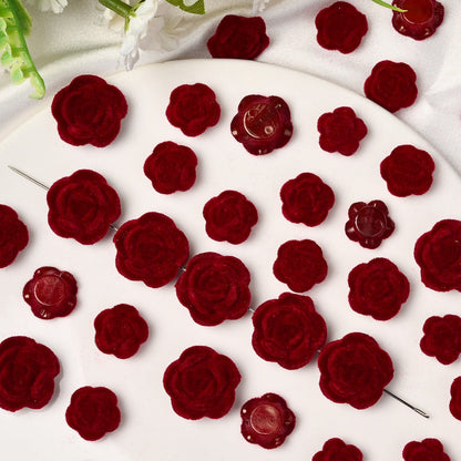 Red Flocking Rose Patches