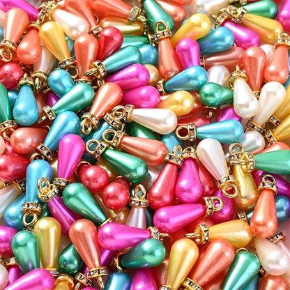 Multicolor Acrylic Imitation Pearl Waterdrop Charms